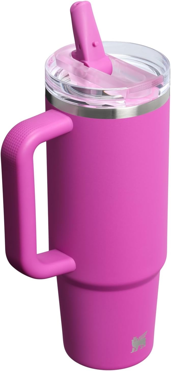 image:imageSTANLEY Quencher ProTour Flip Straw Tumbler with Leakproof Lid 30 oz Builtin Straw and Handle Cup Holder Compatible for Travel insulated Stainless Steel Cup BPAFree Hot PinkDark Blossom