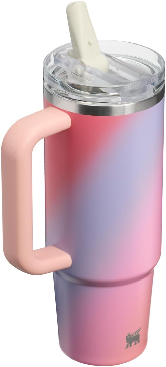 image:imageSTANLEY Quencher ProTour Flip Straw Tumbler with Leakproof Lid 30 oz Builtin Straw and Handle Cup Holder Compatible for Travel insulated Stainless Steel Cup BPAFree Hot PinkSunset Spiral