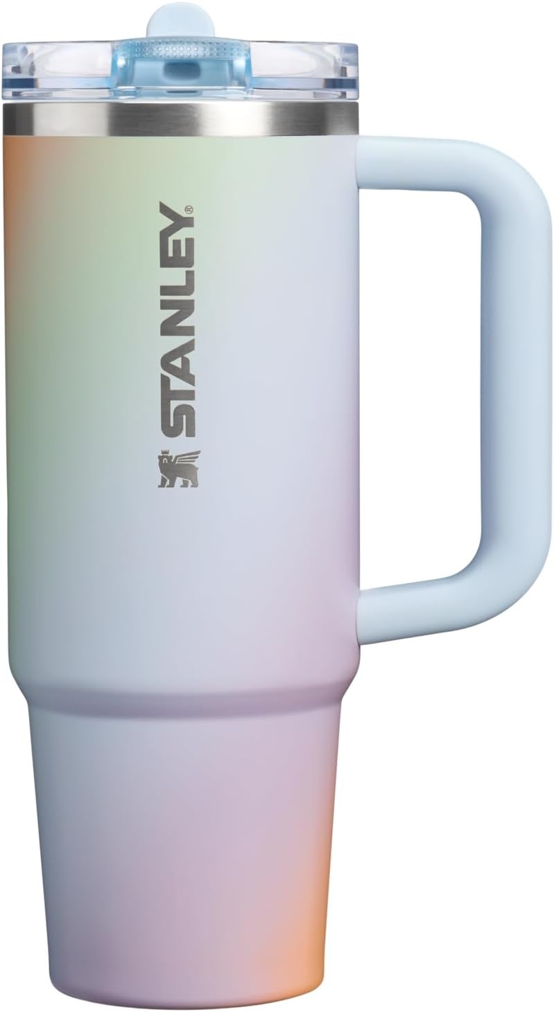 image:imageSTANLEY Quencher ProTour Flip Straw Tumbler with Leakproof Lid 30 oz Builtin Straw and Handle Cup Holder Compatible for Travel insulated Stainless Steel Cup BPAFree Hot PinkSunrise Spiral