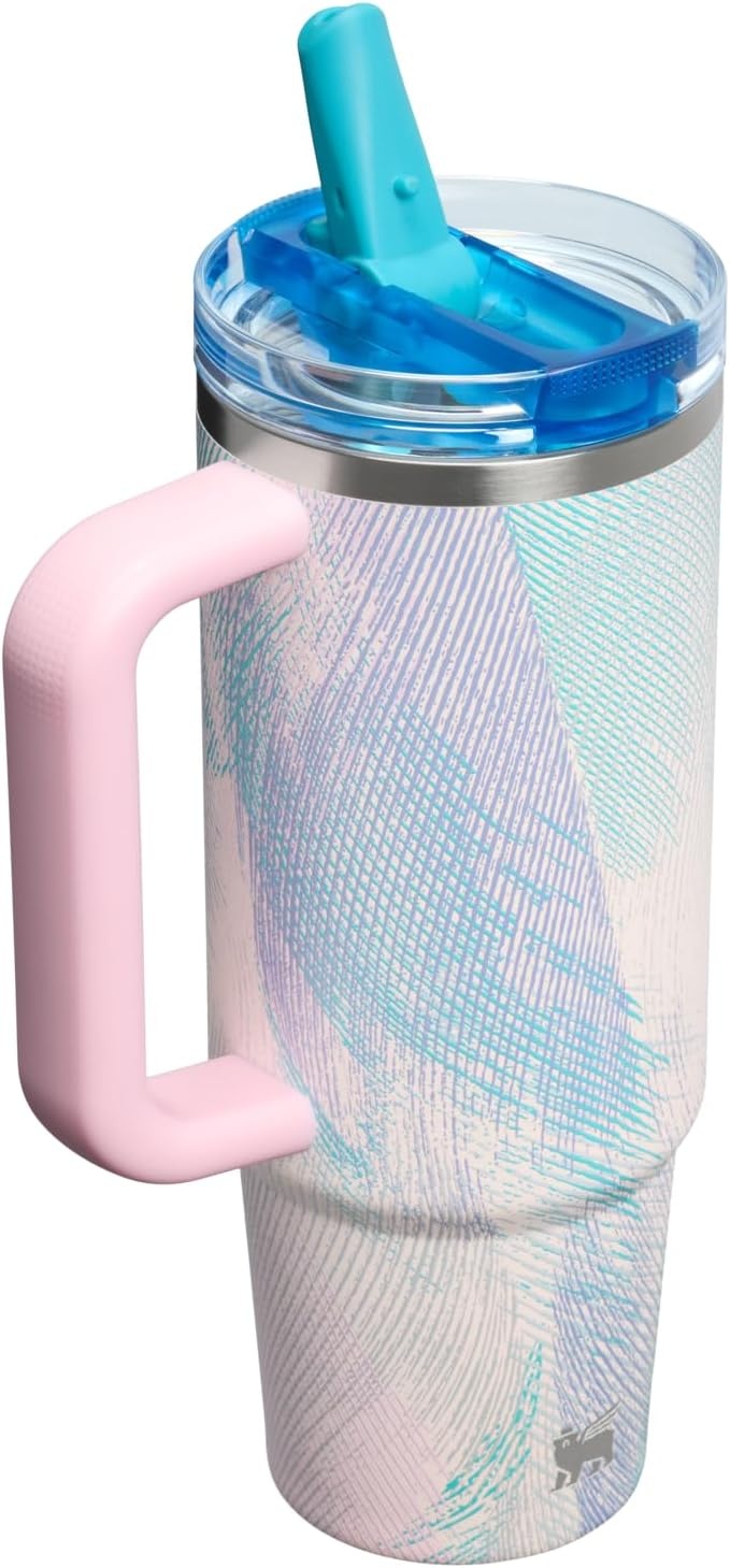image:imageSTANLEY Quencher ProTour Flip Straw Tumbler with Leakproof Lid 30 oz Builtin Straw and Handle Cup Holder Compatible for Travel insulated Stainless Steel Cup BPAFree Hot PinkSea Glass Plume