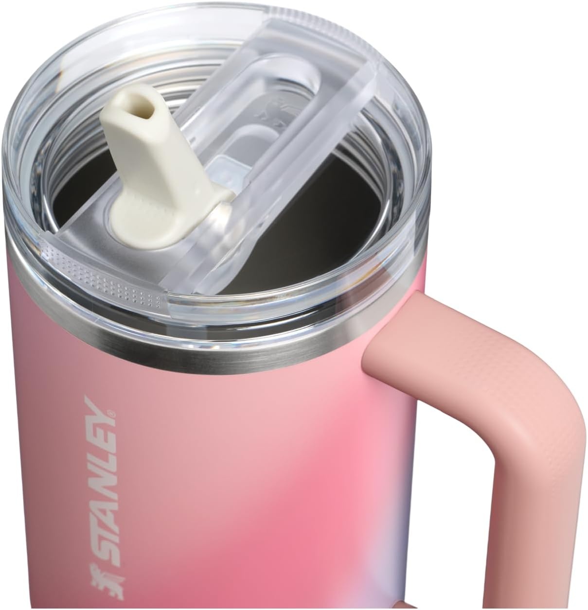 image:imageSTANLEY Quencher ProTour Flip Straw Tumbler with Leakproof Lid 30 oz Builtin Straw and Handle Cup Holder Compatible for Travel insulated Stainless Steel Cup BPAFree Hot PinkSunset Spiral
