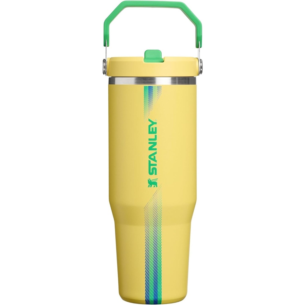 image:imageSTANLEY IceFlow 20 Flip Straw Tumbler with Handle 20 oz Twist On Lid and Flip Up Straw Leak Resistant Water Bottle Insulated Stainless Steel BPAFree Stainless Steel AshTeam Yellow Green