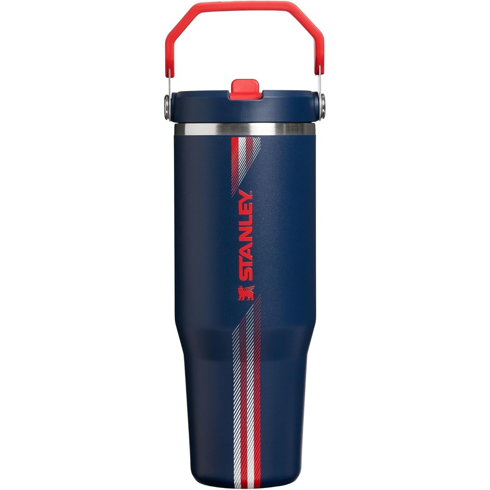 image:imageSTANLEY IceFlow 20 Flip Straw Tumbler with Handle 20 oz Twist On Lid and Flip Up Straw Leak Resistant Water Bottle Insulated Stainless Steel BPAFree Stainless Steel AshTeam Navy Red