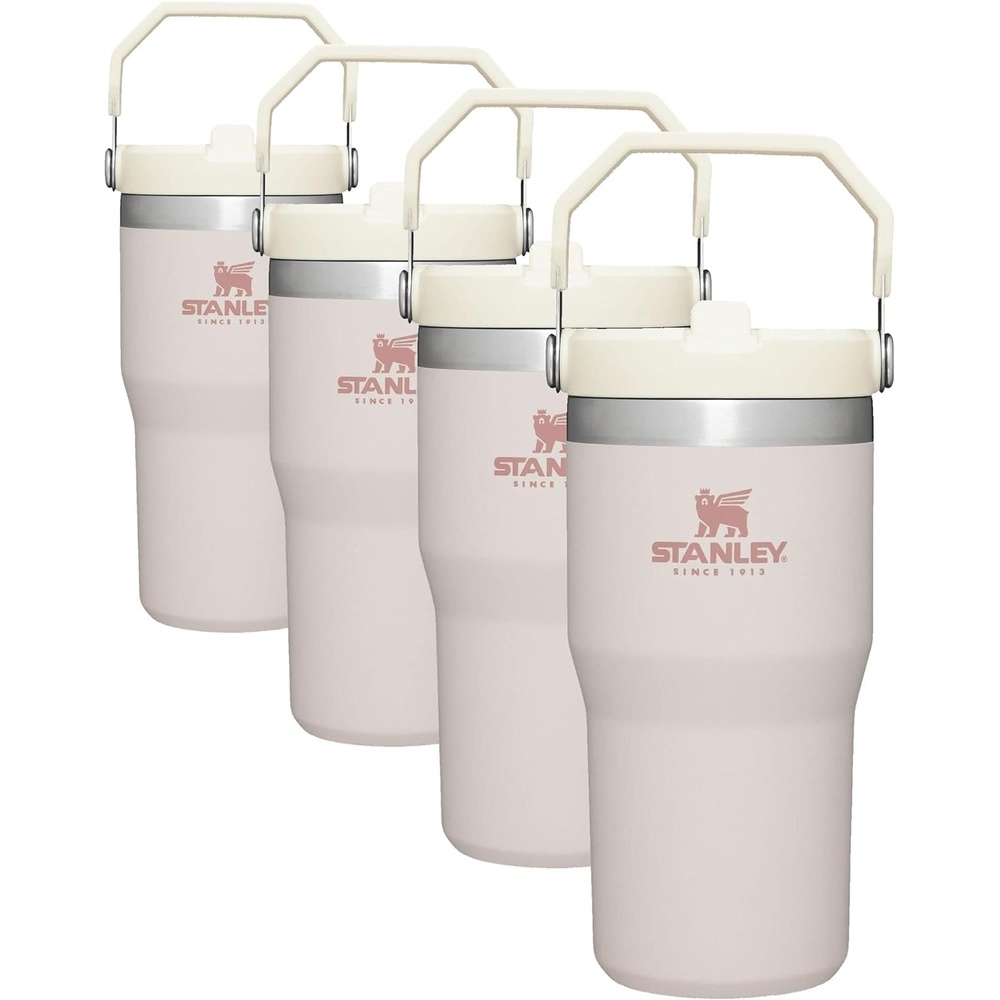 image:imageSTANLEY IceFlow 20 Flip Straw Tumbler with Handle 20 oz Twist On Lid and Flip Up Straw Leak Resistant Water Bottle Insulated Stainless Steel BPAFree Stainless Steel AshRose Quartz
