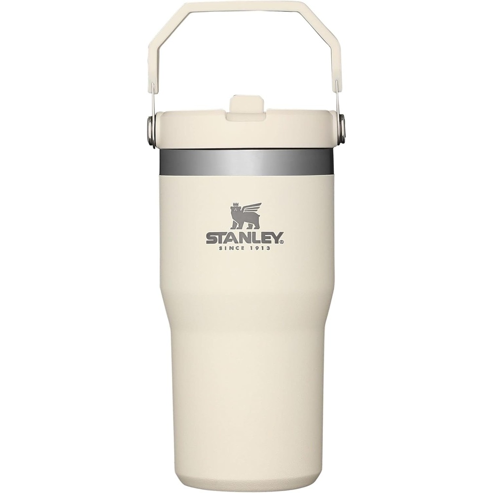 image:imageSTANLEY IceFlow 20 Flip Straw Tumbler with Handle 20 oz Twist On Lid and Flip Up Straw Leak Resistant Water Bottle Insulated Stainless Steel BPAFree Stainless Steel AshCream