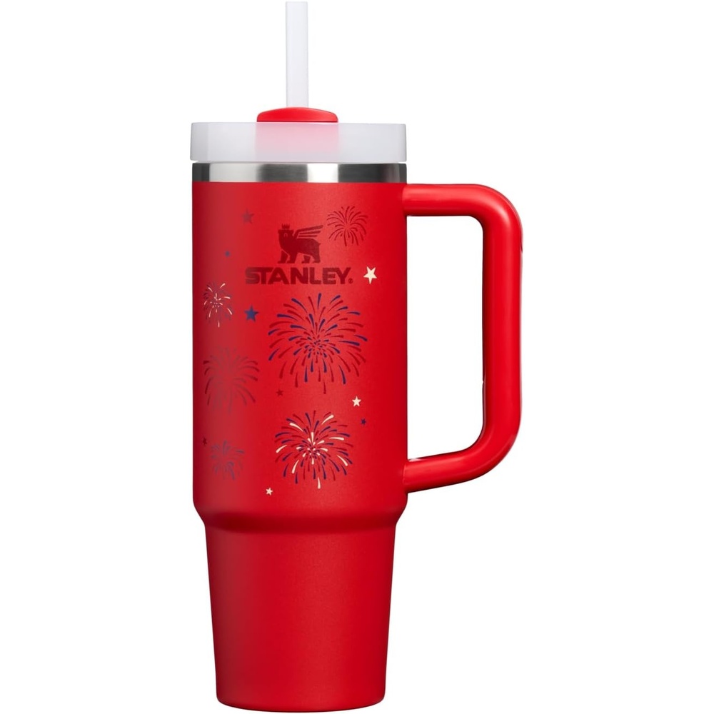 image:imageSTANLEY Quencher H20 Tumbler with Handle and Straw 20 oz Flowstate 3Position Lid Cup Holder Compatible for Travel Insulated Stainless Steel Cup BPAFree Blue Dream StoneChili Red Fireworks