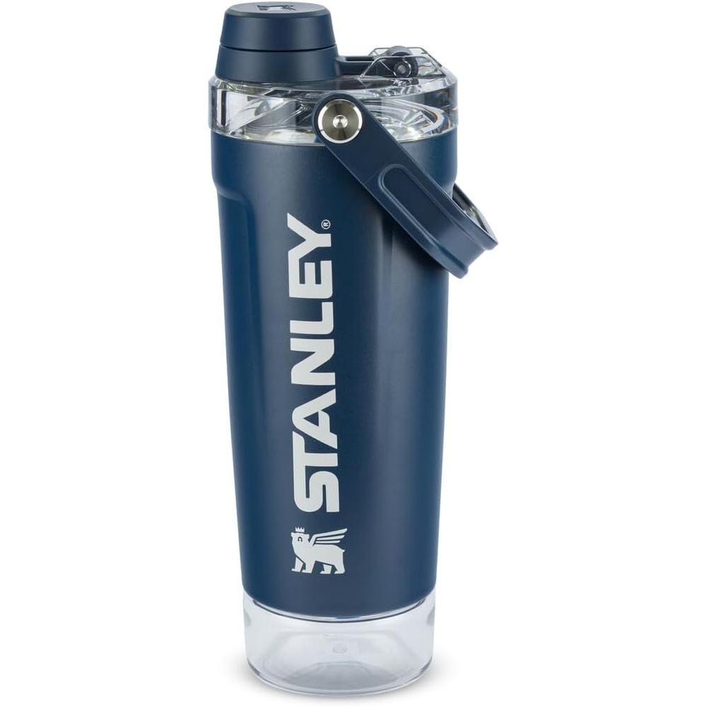 image:imageSTANLEY Vitalize Shaker Bottle 20 oz Leakproof Insulated Stainless Steel Shaker Cup Base Storage and Twist On Fast Flow Lid Protein Shakes and Pre Workout Powder BPAFree Dark Navy