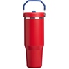 STANLEY IceFlow 2.0 Flip Straw Tumbler with Handle 20 oz | Twist On Lid and Flip Up Straw | Leak Resistant Water Bottle | Insulated Stainless Steel | BPA-Free | Stainless Steel Ash(Team Red Dark Blue)