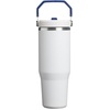 STANLEY IceFlow 2.0 Flip Straw Tumbler with Handle 20 oz | Twist On Lid and Flip Up Straw | Leak Resistant Water Bottle | Insulated Stainless Steel | BPA-Free | Stainless Steel Ash(Team White Dark Blue)