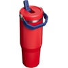STANLEY IceFlow 2.0 Flip Straw Tumbler with Handle 20 oz | Twist On Lid and Flip Up Straw | Leak Resistant Water Bottle | Insulated Stainless Steel | BPA-Free | Stainless Steel Ash(Team Red Dark Blue)