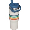 STANLEY IceFlow 2.0 Flip Straw Tumbler with Handle 20 oz | Twist On Lid and Flip Up Straw | Leak Resistant Water Bottle | Insulated Stainless Steel | BPA-Free | Stainless Steel Ash(Cream Stripe)