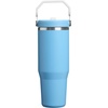 STANLEY IceFlow 2.0 Flip Straw Tumbler with Handle 20 oz | Twist On Lid and Flip Up Straw | Leak Resistant Water Bottle | Insulated Stainless Steel | BPA-Free | Stainless Steel Ash(Team Light Blue White)