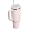 STANLEY Quencher H2.0 Tumbler with Handle and Straw 20 oz | Flowstate 3-Position Lid | Cup Holder Compatible for Travel | Insulated Stainless Steel Cup | BPA-Free | Blue Dream Stone(Rose Quartz)