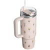 STANLEY Quencher H2.0 Tumbler with Handle and Straw 20 oz | Flowstate 3-Position Lid | Cup Holder Compatible for Travel | Insulated Stainless Steel Cup | BPA-Free | Blue Dream Stone(Rose Quartz Bouquets)