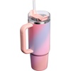 STANLEY Quencher H2.0 Tumbler with Handle and Straw 20 oz | Flowstate 3-Position Lid | Cup Holder Compatible for Travel | Insulated Stainless Steel Cup | BPA-Free | Blue Dream Stone(Sunset Spiral)