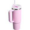 STANLEY Quencher H2.0 Tumbler with Handle and Straw 20 oz | Flowstate 3-Position Lid | Cup Holder Compatible for Travel | Insulated Stainless Steel Cup | BPA-Free | Blue Dream Stone(Light Pink/Pink)