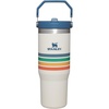 STANLEY IceFlow 2.0 Flip Straw Tumbler with Handle 20 oz | Twist On Lid and Flip Up Straw | Leak Resistant Water Bottle | Insulated Stainless Steel | BPA-Free | Stainless Steel Ash(Cream Stripe)