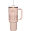 STANLEY Quencher H2.0 Tumbler with Handle and Straw 20 oz | Flowstate 3-Position Lid | Cup Holder Compatible for Travel | Insulated Stainless Steel Cup | BPA-Free | Blue Dream Stone(Blush Gloss Deco)