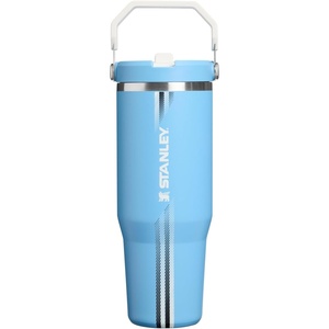 STANLEY IceFlow 2.0 Flip Straw Tumbler with Handle 20 oz | Twist On Lid and Flip Up Straw | Leak Resistant Water Bottle | Insulated Stainless Steel | BPA-Free | Stainless Steel Ash(Team Light Blue White)