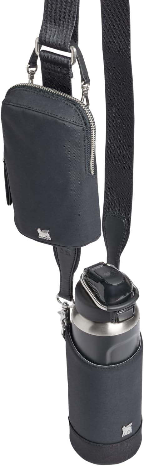 image:imageSTANLEY Standby CarryAll Bag Slate Blue Water Bottle Holder Removable Essentials Case with interior phone pocket QuickAccess Card Storage Crossbody StrapBlack