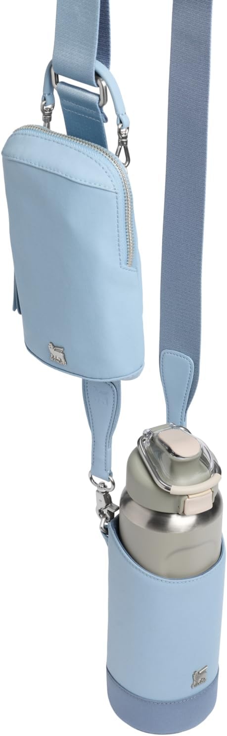 image:imageSTANLEY Standby CarryAll Bag Slate Blue Water Bottle Holder Removable Essentials Case with interior phone pocket QuickAccess Card Storage Crossbody StrapSlate Blue