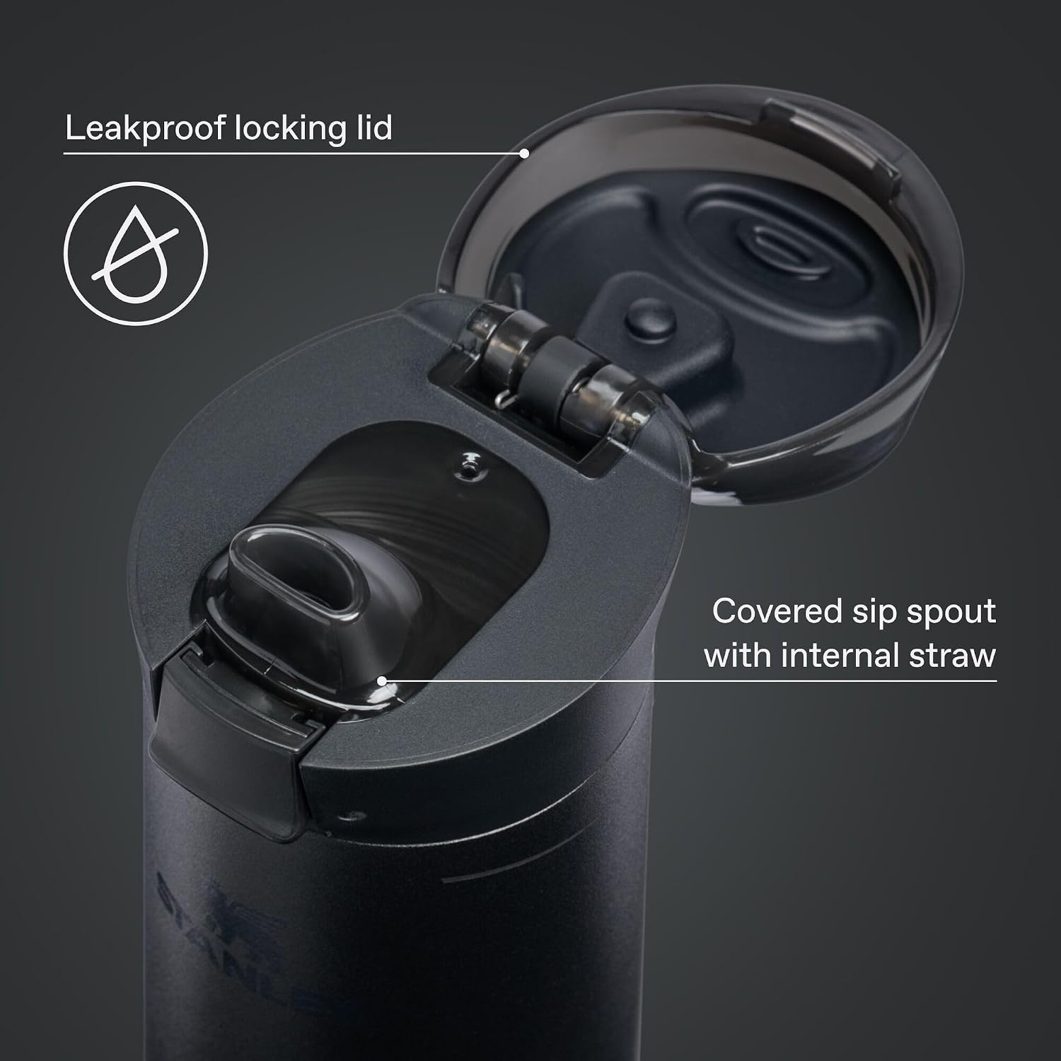 image:imageSTANLEY Flowstate Spring Bottle 20 oz AshBlack 20