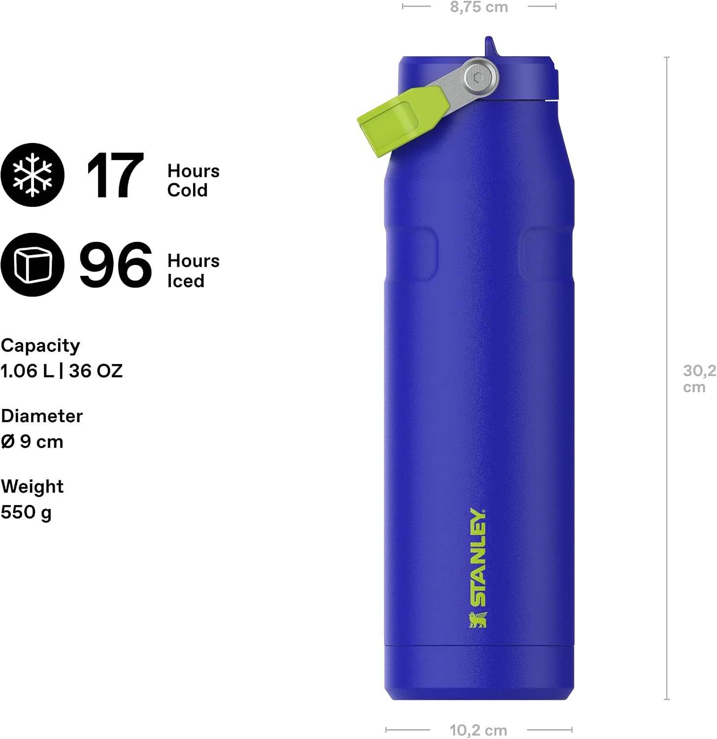 image:imageSTANLEY IceFlow Flip Straw 20 Bottle 24 oz Blue Dream GradientCobalt Chartreuse