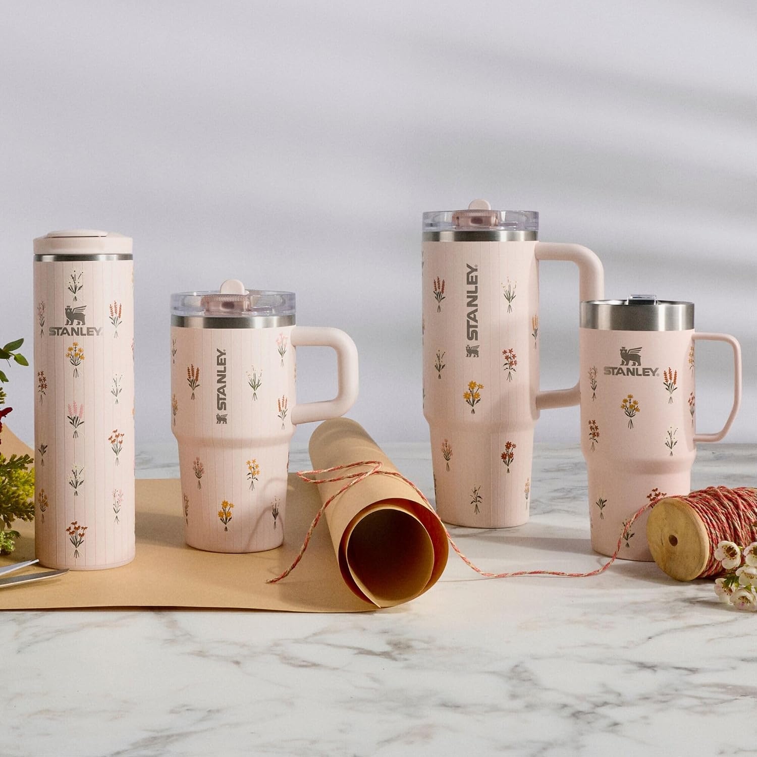 image:imageSTANLEY Quencher ProTour Flipstraw Tumbler 40 oz Pacific HypergripRose Quartz Bouquets