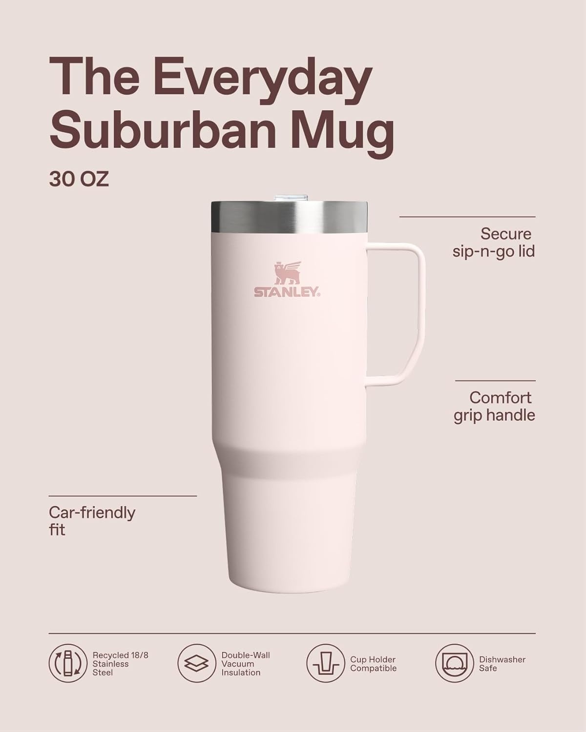 image:imageSTANLEY The Everyday Suburban Mug 16 oz Drink Through Lid Cup for Coffee Tea and Drinks Insulated Stainless Steel Coffee Mug BPAFree Blue Dream GlossTwilight