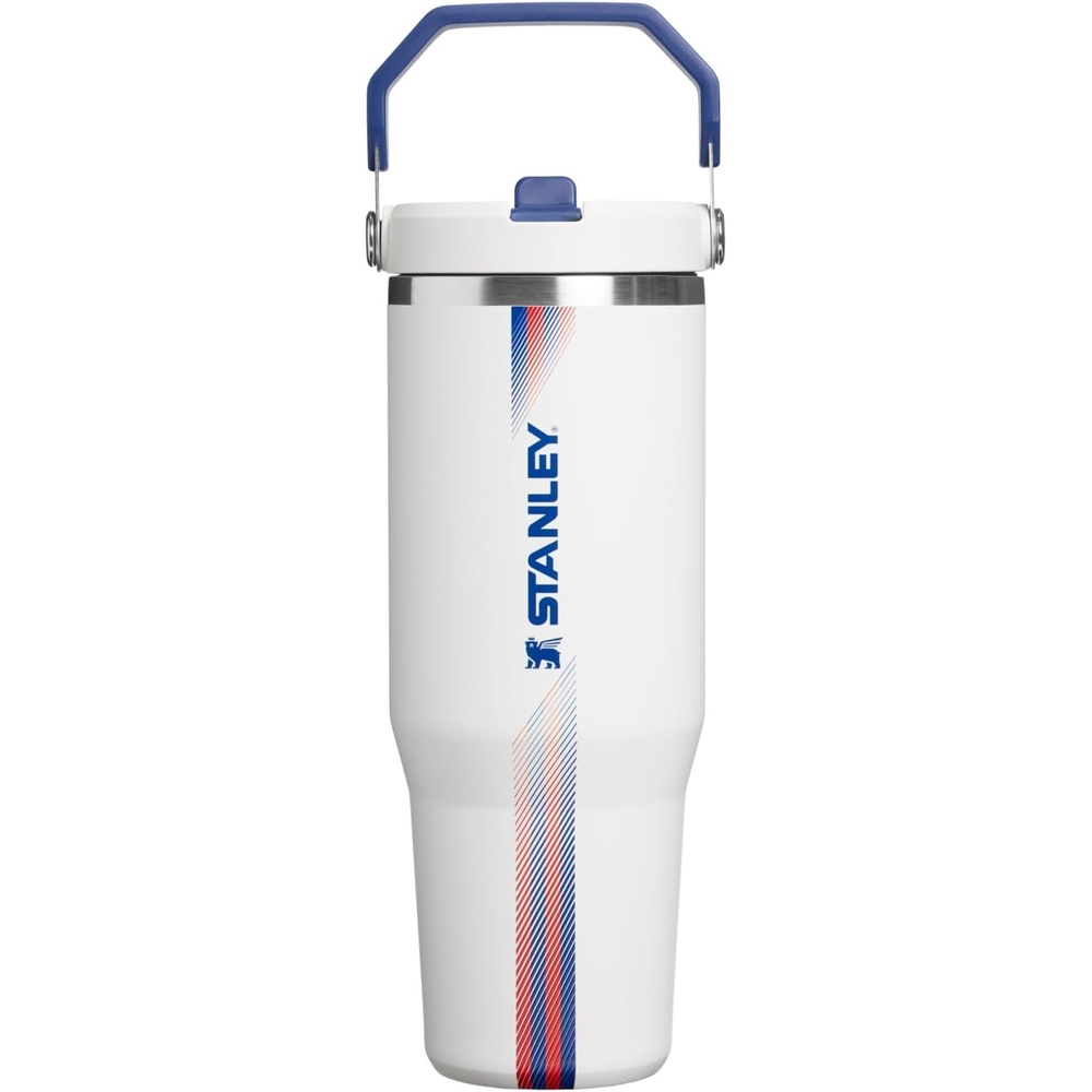 image:imageSTANLEY IceFlow 20 Flip Straw Tumbler 30 oz Champagne PlusTeam White Dark Blue