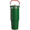 STANLEY IceFlow 2.0 Flip Straw Tumbler, 30 oz, Champagne Plus(Team Dark Green Red)