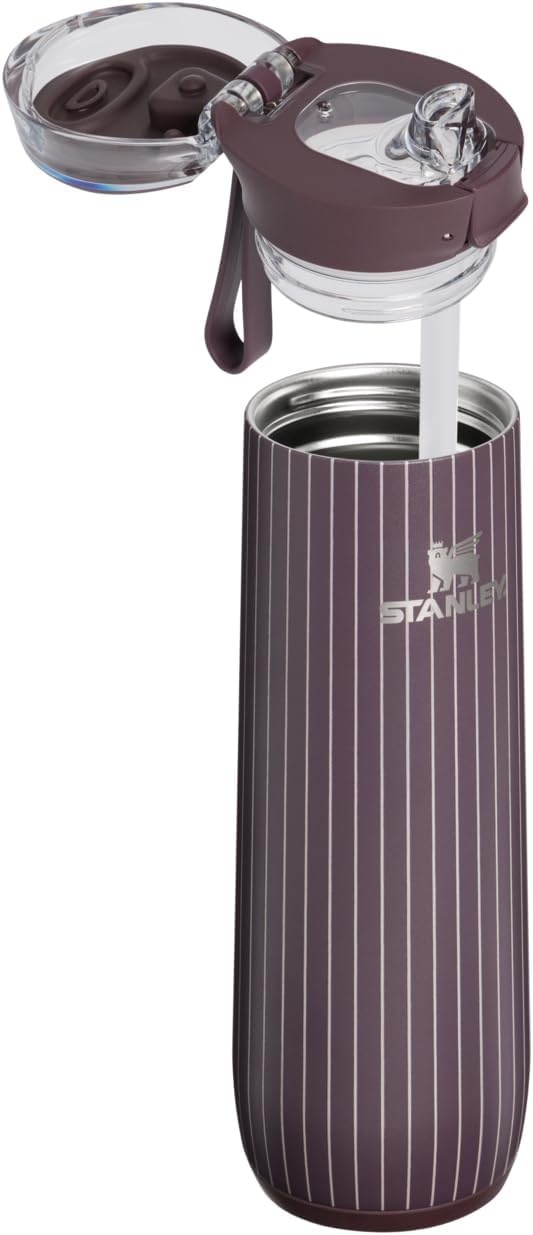 image:imageSTANLEY Flowstate Spring Bottle 20 oz Blossom PlaidFig Pinstripe