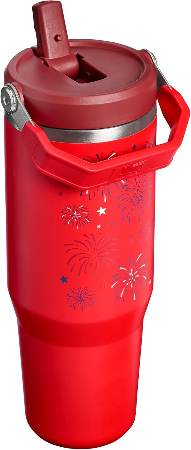 image:imageSTANLEY IceFlow 20 Flip Straw Tumbler 30 oz Blossom PlaidChili Red Fireworks