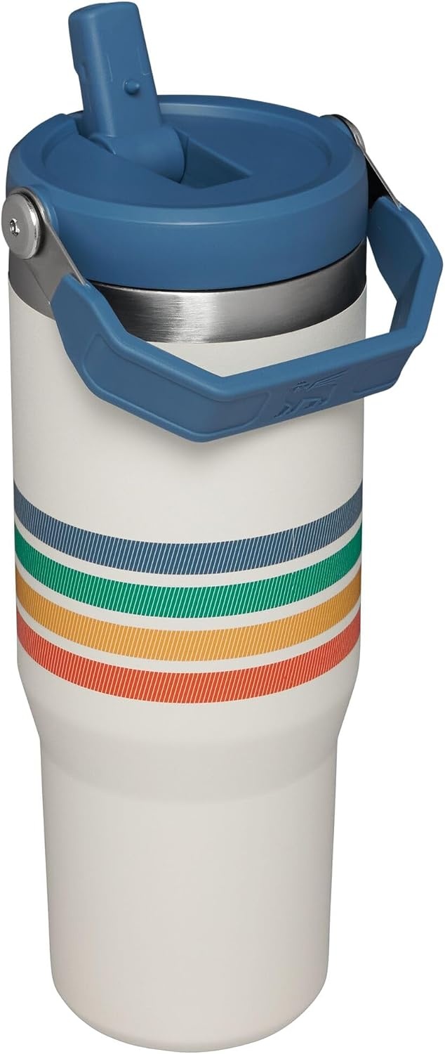 image:imageSTANLEY IceFlow 20 Flip Straw Tumbler 30 oz Blossom PlaidCream Stripe